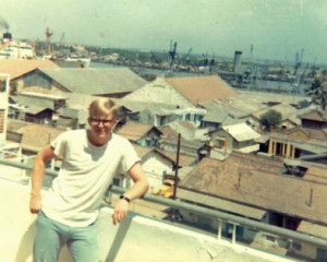 February, 1968 following TET offensive - Bud on the roof of his Saigon hotel overlooking Saigon River and docks